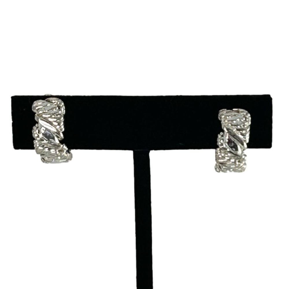 Vintage Silver Tone Clip On Hoops